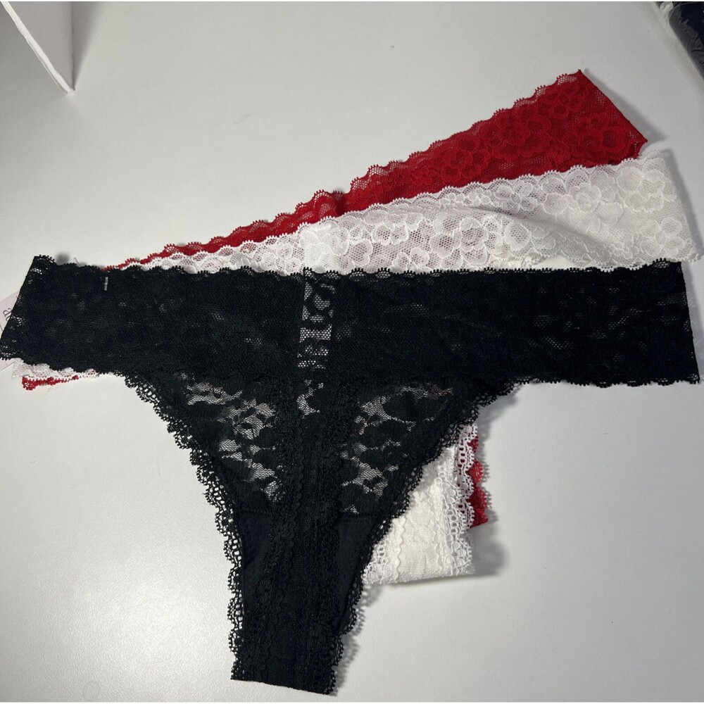 Auden Women's 6pk Lace Thong - 2Black/ 2White/ 2Red Size Small